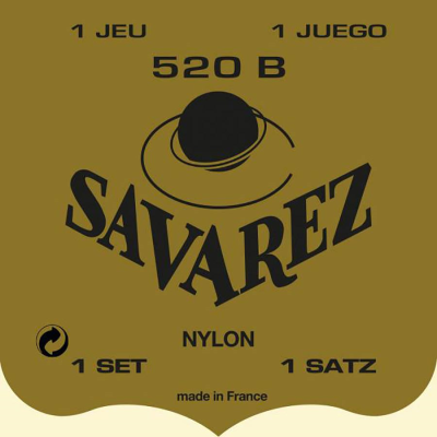 Savarez 520-B snarenset klassiek, Blanc, rectified nylon, traditional basses, soft tension