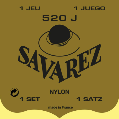 Savarez 520-J snarenset klassiek, Jaune, rectified nylon, traditional basses, extra hard tension