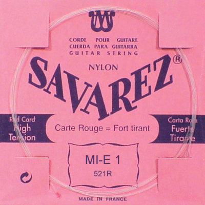 Savarez 521-R E-1-snaar, clear nylon (rouge), sluit aan bij 520-R set, hard tension