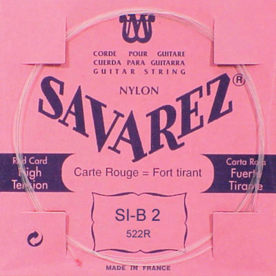 Savarez 522-R B-2-snaar, clear nylon (rouge), sluit aan bij 520-R set, hard tension