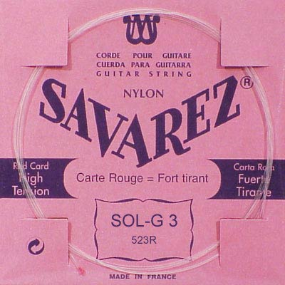 Savarez 523-R G-3 string, clear nylon (rouge), from 520-R set, hard tension