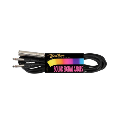Boston AC-150 audio kabel zwart, 3.00 meter, jack f mono, 2 jack m mono