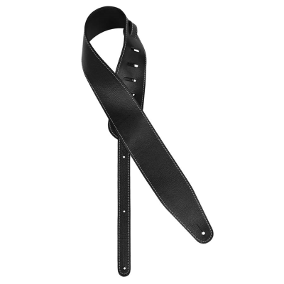 Gaucho GST-952-BK guitar strap, top quality European leather, 7 cm. wide, black, made in Italy