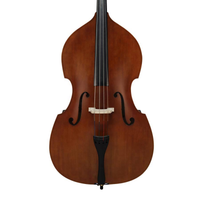 Leonardo LB-112 double bass 1/2, laminated, nitro varnish shaded, blackened hardwood fingerboard, with bag and bow