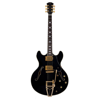 Sire Guitars H Series Larry Carlton elektrische archtopgitaar met tremolo, zwart