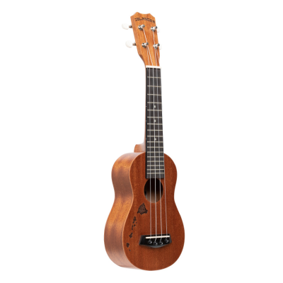 Islander MS-4-ISL Traditional soprano ukulele with mahogany top and Hawaiian islands engraving