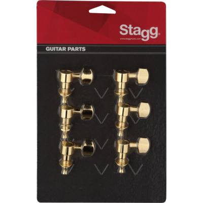 Stagg KG673GD 6 mécaniques dorées individuelles pour guitares électriques ou folk
