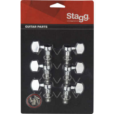 Stagg KG371CR Mécaniques chromées individuelles pour guitares électriques ou folk, 3G + 3D