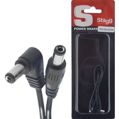 Stagg SPS-050-DCMM Câble d'alimentation, DC/DC (m/m, coudé/droit), 50 cm, noir
