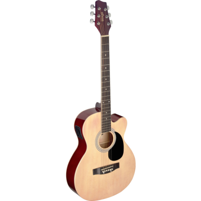 Stagg SA20ACE NAT Auditorium cutaway acoustic-electric guitar with basswood top