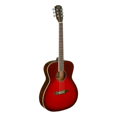 J.N. Guitars BES-A TRB Transparent redburst acoustic auditorium guitar with solid spruce top, Bessie series