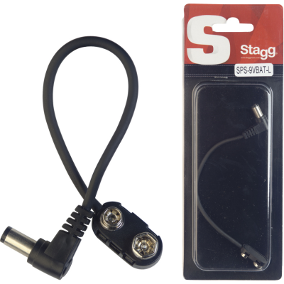 Stagg SPS-9VBAT-L 9V battery snap connector for effect pedal, with right angle plug