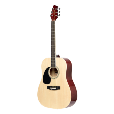 Stagg SA20D LH-N Natural dreadnought acoustic guitar with basswood top, left-handed model