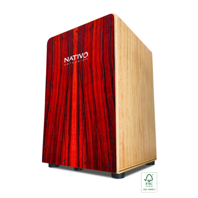 Nativo INIC-RED Standard model cajon with red pickguard, class A oak, Inicia Series