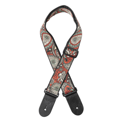 Stagg SWO-PSLY 1 RED Woven nylon guitar strap with red/yellow paisley pattern 1
