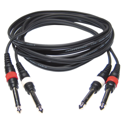 Hilec FL-22/6 2x 4mm - 2x mannelijke mono Jack / 2x mannelijke mono Jack line kabel - 6m