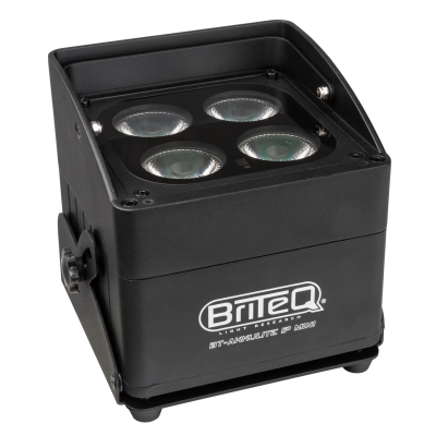 Briteq BT-AKKULITE IP MINI Kleine LED-projector voor buiten (IP65) op batterijen, gebaseerd op 4 stuks 10Watt RGBWA-LED's accu light