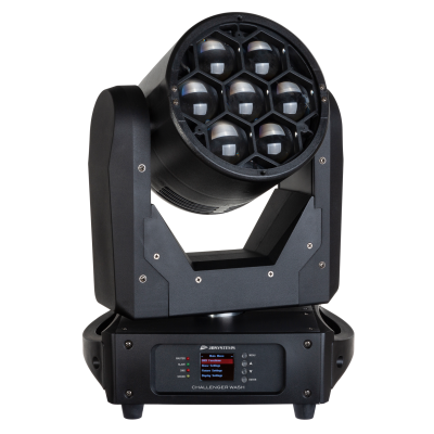 JB Systems CHALLENGER WASH Powerful, yet budget friendly 7x40W moving wash with pixel mapping and motorized zoom!  Ideal for DJ’s, smaller theatres and rental companies