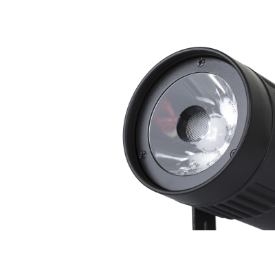 Briteq BEAMSPOT1-DMX FC Stylish DMX-controlled 15W RGBW single beam projector, equipped with a very narrow 4° lens making it a very powerful tool for all kinds of applications.