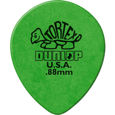 Dunlop 413R88 Tortex teardrop, sachet of 72, green, 0.88 mm