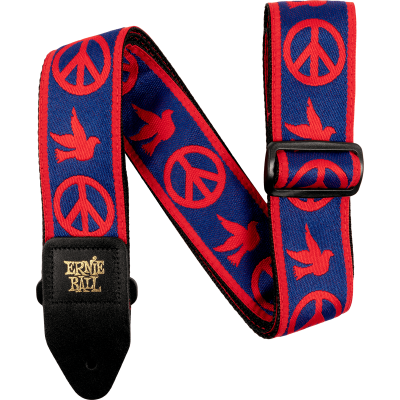 Ernie Ball 4698 JACQUARD PEACE LOVE DOVE red and blue strap