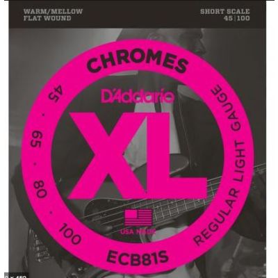 D'Addario ECB81S Chromes Bass Guitar Strings, Light, 45-100, Short Scale