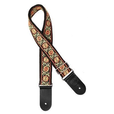 Gaucho GST-187-06 guitar strap, 2" jacquard weave, leather slips, multi-color