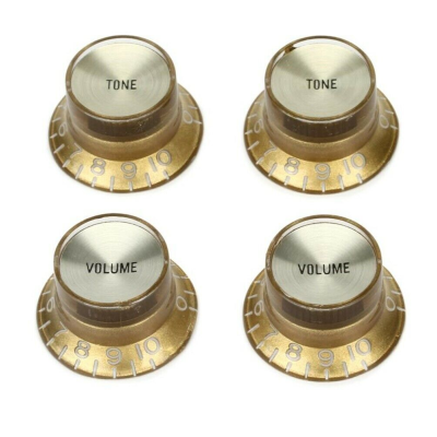 Gibson Top Hat Knobs w/ Gold Metal Insert (Aged Gold)(4 pcs.) Replacement Part