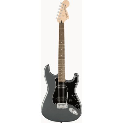 Squier Affinity Series Stratocaster HH, Laurel Fingerboard Black Pickguard Charcoal Frost Metallic - Electric Guitar