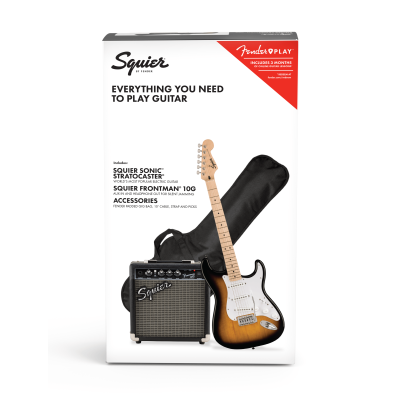 Squier Squier Sonic® Stratocaster® Pack, Maple Fingerboard, 2-Color Sunburst, Gig Bag, 10G - 230V EU